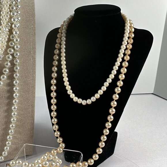 Lot 6 Pieces Faux Pearl Necklaces Stretch Bracelets Twisted Some Vintage - Picture 3 of 16